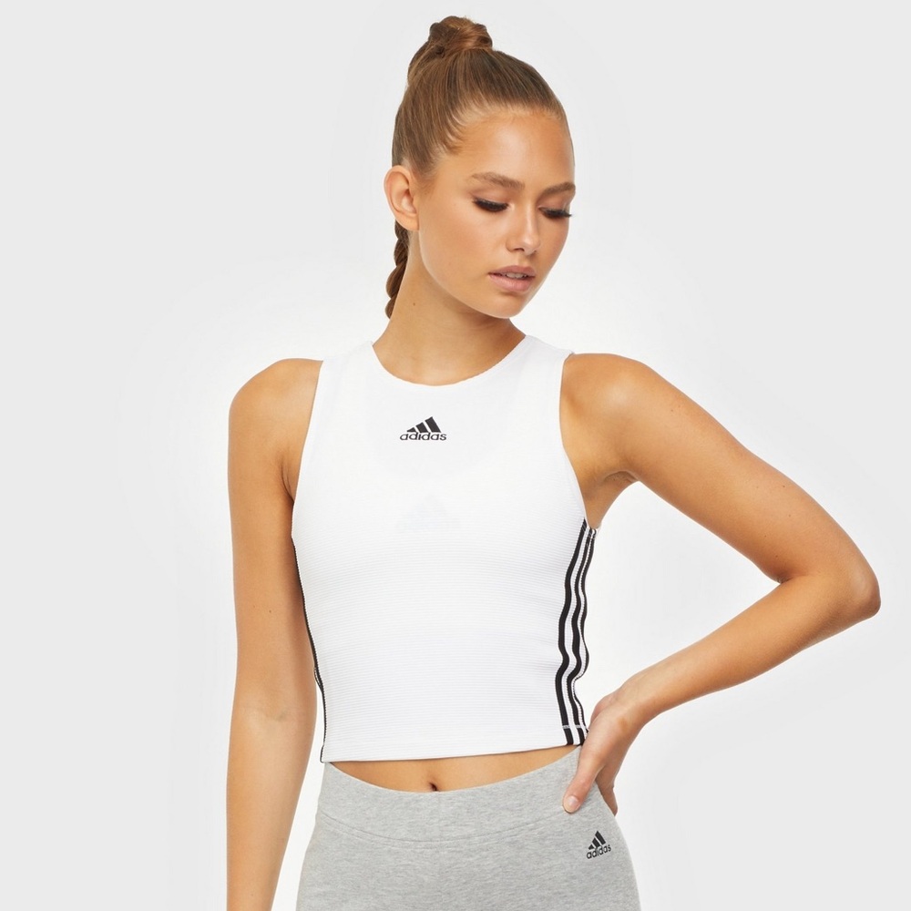 Adidas Logo Sport Performance Training Top w/ Logo, Classic Stripes, Zip Up Back